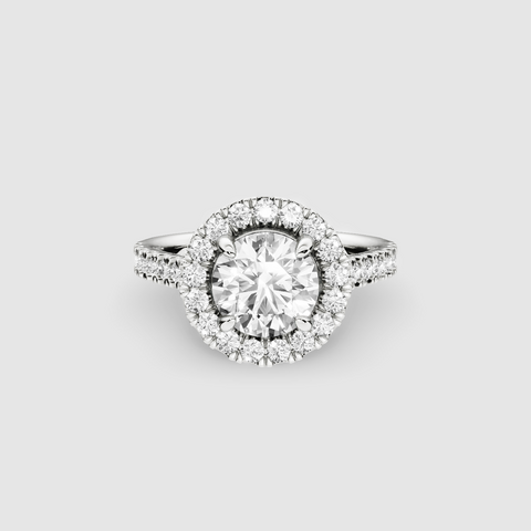 Studded Halo Solitaire Ring